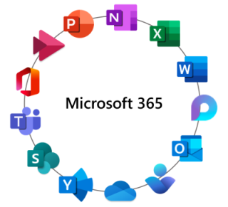 Microsoft 365 app icons in a circle colored out with Stream joining the circle