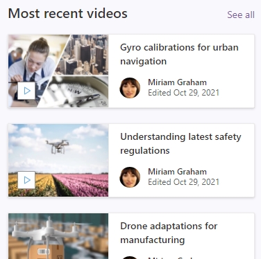 Most recent videos list from side bar of video portal example