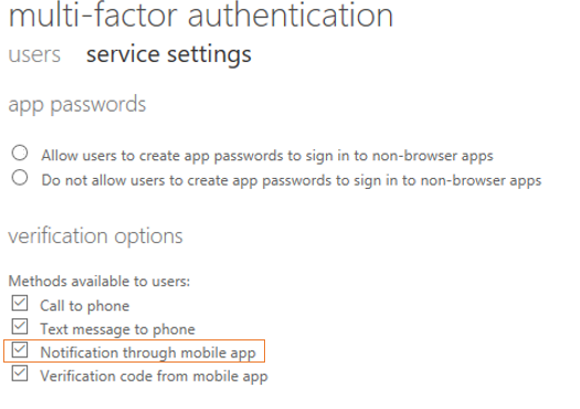 multi-factor authentication options.