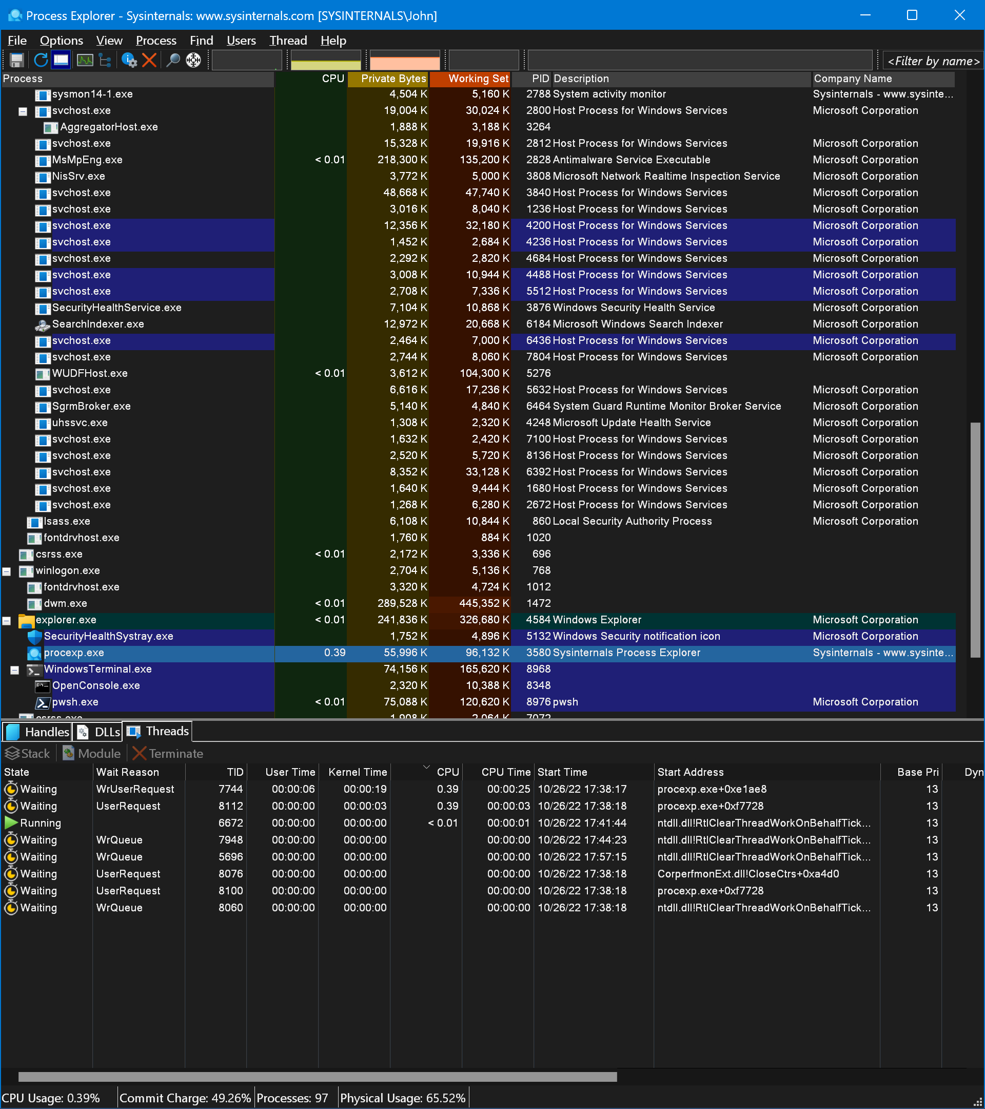 Process Explorer screenshot