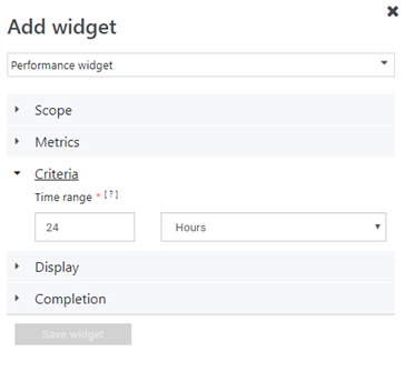 Screenshot showing Set criteria for Alert widget.