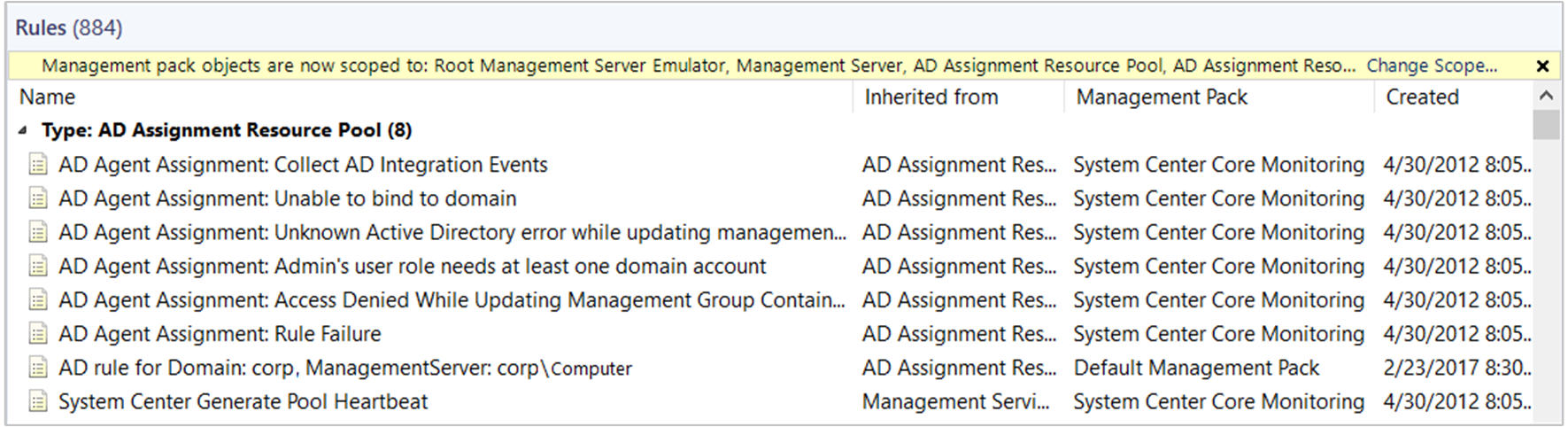 Screenshot of the AD Integration agent assignment rule.