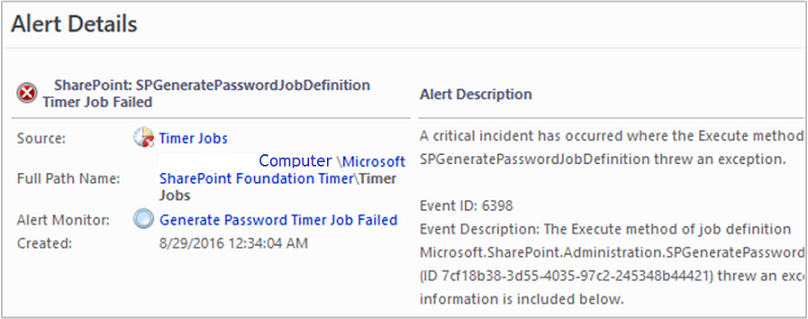 Screenshot showing Details for a selected alert.