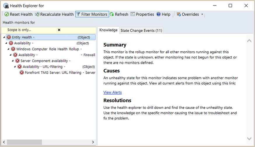 Illustration showing Critical monitors in Health Explorer.