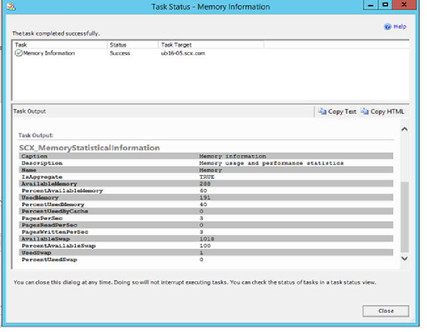 Screenshot of the Task Output.