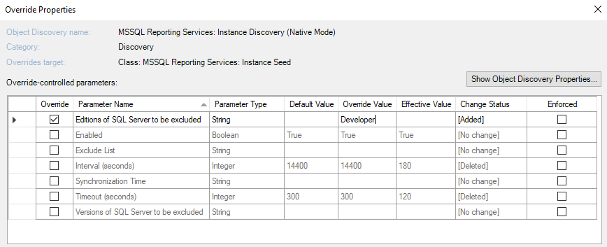 Screenshot of the Disabling Monitoring of Specified SQL Server Editions.