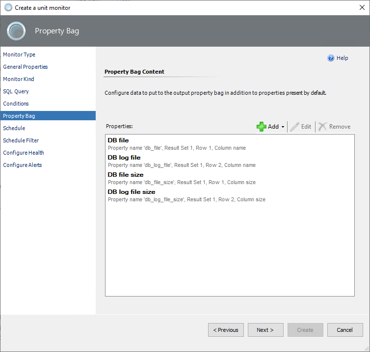 Screenshot of multiple property bag conditions.