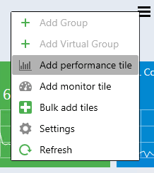 Screenshot showing Performance tile.