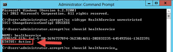 Screenshot of running HealthService.