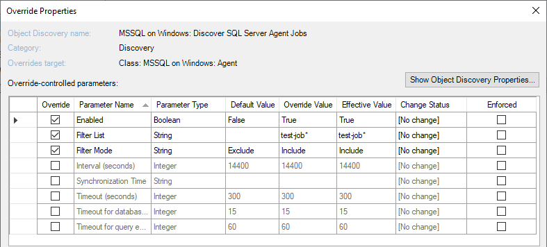 Screenshot showing Disabling Monitoring of SQL Agent Jobs by Include option.
