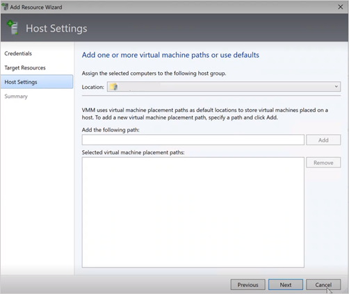 Screenshot showing host settings tab.