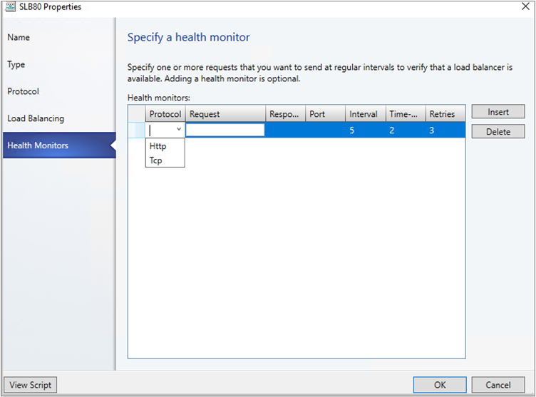 Screenshot of add health monitor.