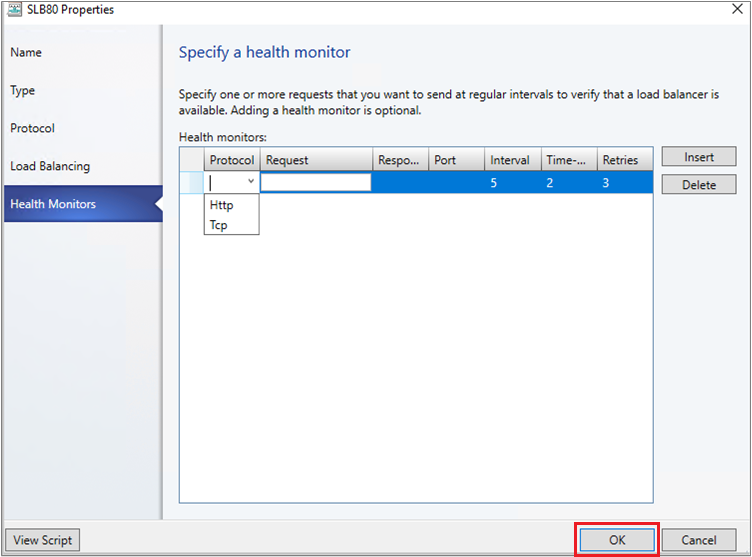 Screenshot of add health monitor.