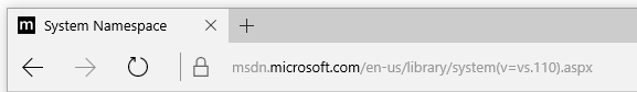 System Namespace URL on MSDN
