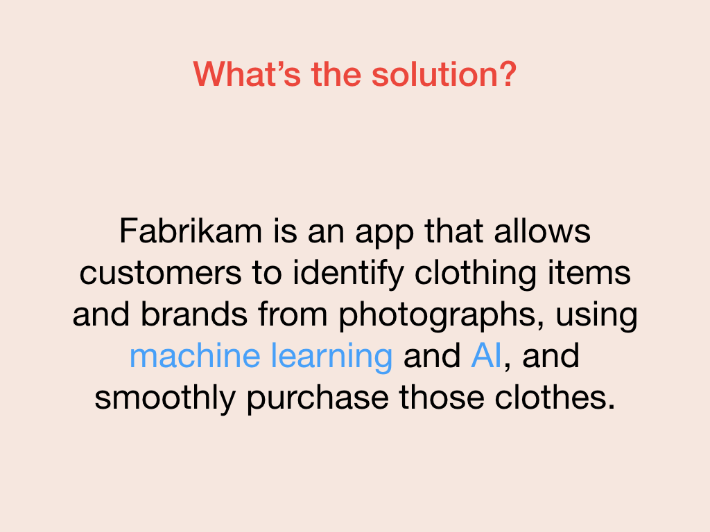 Slide stating the solution to the problem.