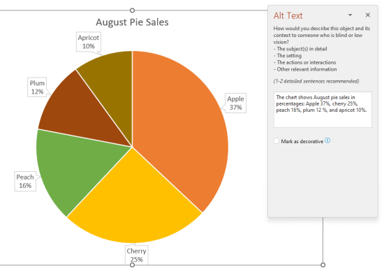 Screenshot of the Alt Text pane in PowerPoint.