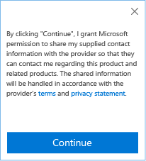 Screenshot of consent to share customer contact information with publisher for CRM.