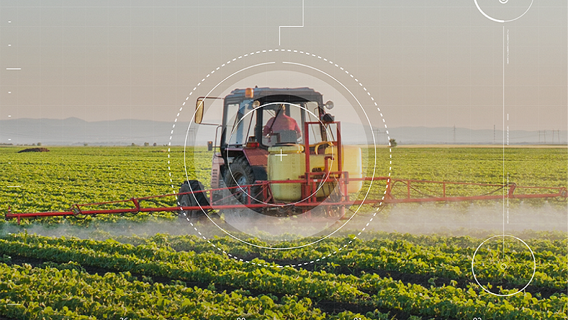 Photo of farm equipment in a field.