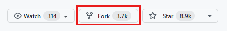 Screenshot showing the Fork button of a GitHub project.