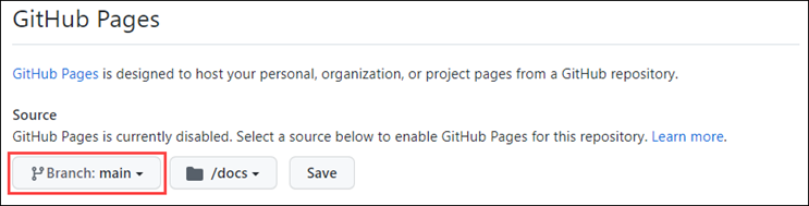 Enabling GitHub Pages.