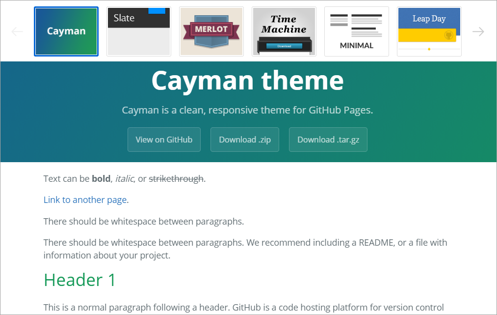 Built-in Jekyll themes.