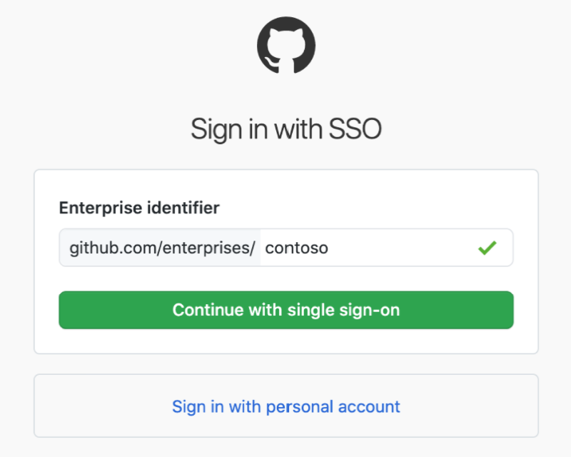 screenshot of the enterprise managed user sso