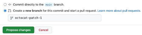 Screenshot showing creating a new branch from a commit option select with the textbox of the new branch below it.