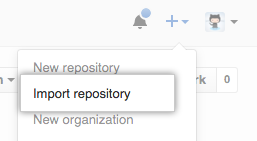 Screenshot of the import repository button.