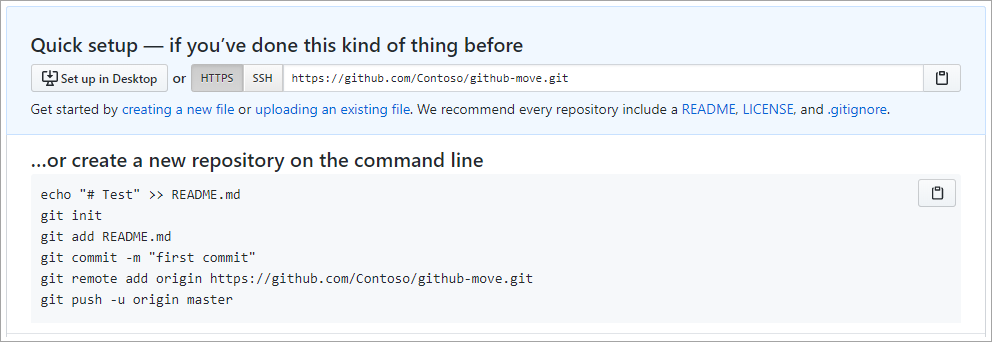 Screenshot of importing code to a GitHub repository.