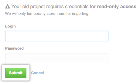 Screenshot of the location to input your old repository credentials importer.