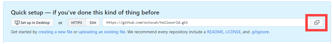 screenshot copy remote repository url quick setup