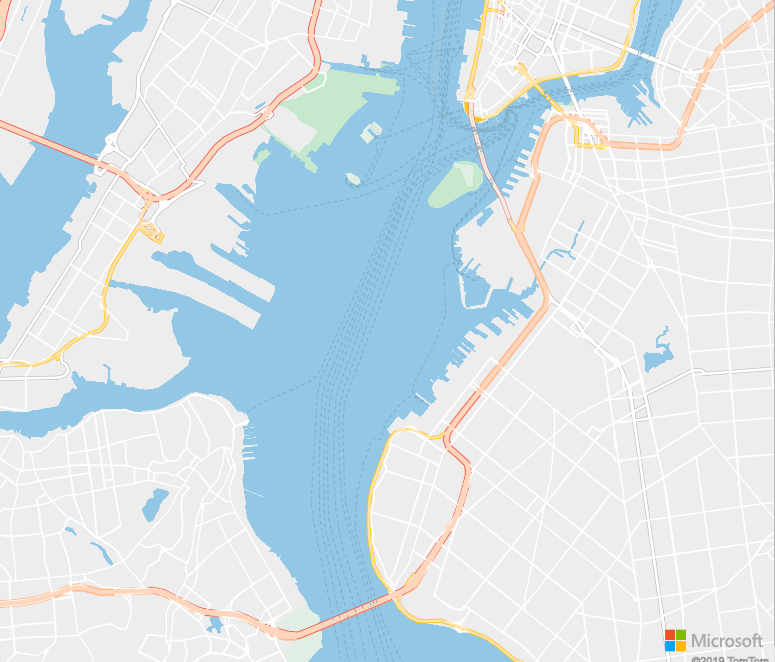 Screenshot showing the New York transit layer of Azure Maps.