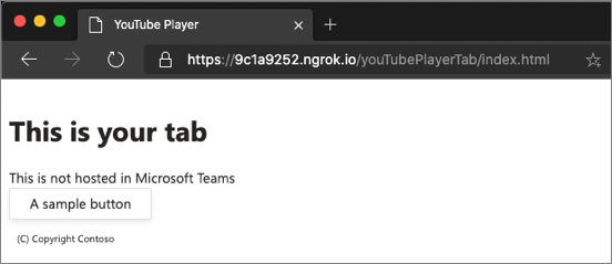 Screenshot of the local web app hosting the Teams tab project, display the tab.