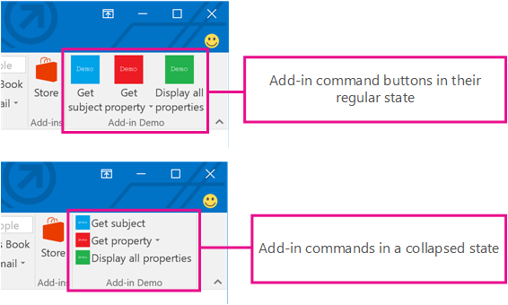 Screenshot of add-in commands in Outlook.