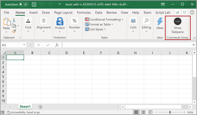 Screenshot of Excel add-in button.