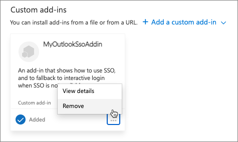 Screenshot showing how to remove an existing add-in.