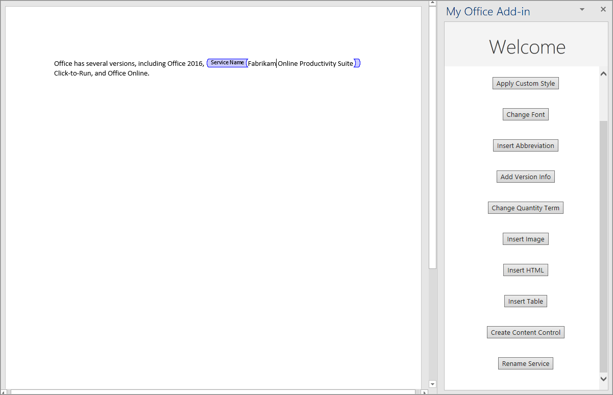 Screenshot of content control created and changed by tutorial in Word.