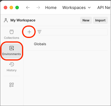 Screenshot of Postman creating a new environment.
