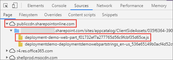 Screenshot of web part downloaded from the Office 365 CDN