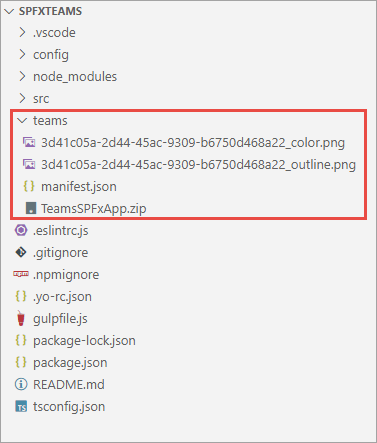 Screenshot of the teams folder.
