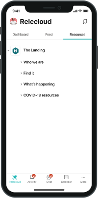 Screenshot of the Resources mobile view.