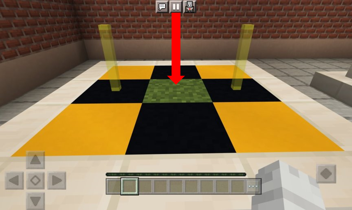 Screenshot of placing a Minecraft block in the game.