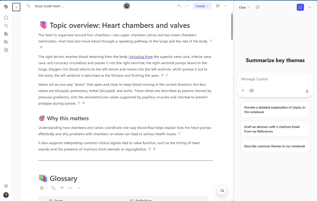 Screenshot of a Copilot-generated study guide page.