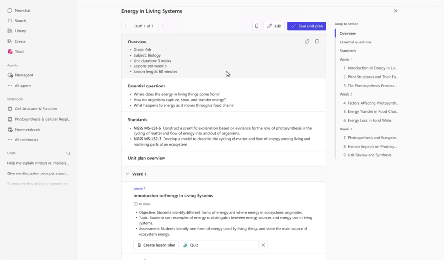 Screenshot of an educational lesson plan in Teach app.