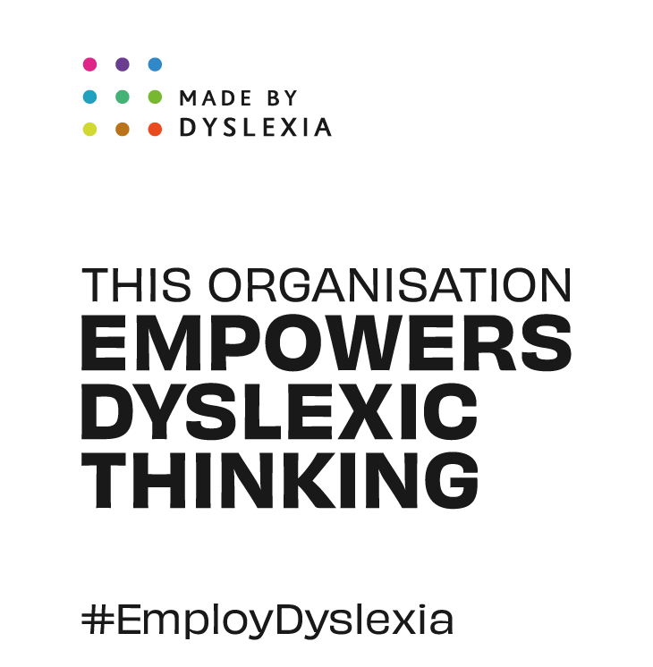 Screenshot of Made By Dyslexia's Employ Dyslexia badge.