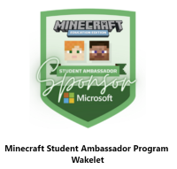 Screenshot showing the M S A Sponsor trophy with the Minecraft Student Ambassador Program Wakelet underneath.