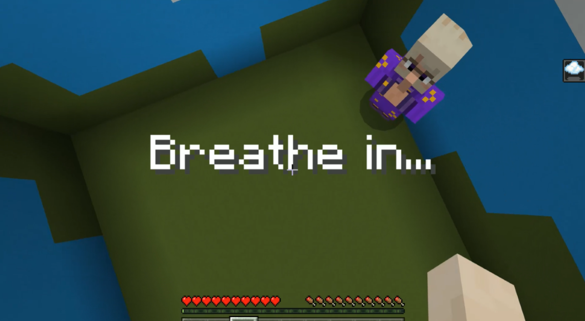 Screenshot from Mindful Knight Minecraft Game: Student / Players breathing in.