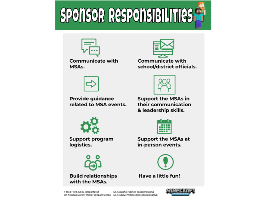 Illustration of the Sponsor responsibilities that repeats the responsibilities listed in this unit.