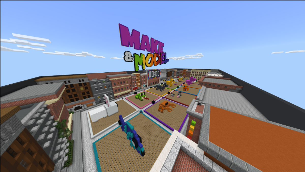 Screenshot of a Minecraft Education Practice Plaza world.