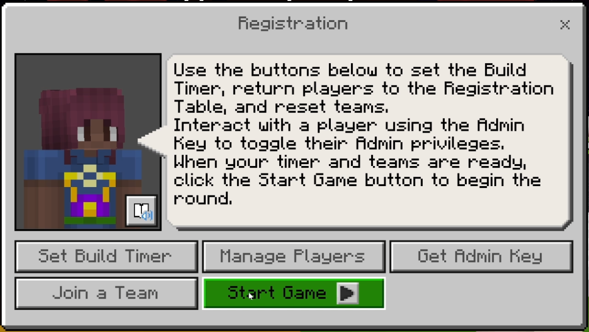 Screenshot of Minecraft Education dialog box showing start the game options.